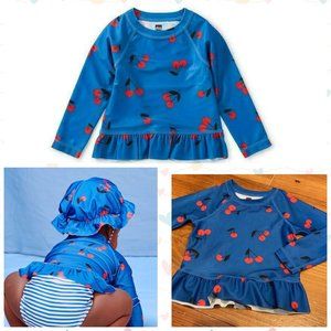 TEA COLLECTION 18-24M Cherry Print Peplum Swim Top Rash Guard Giant Ginjas